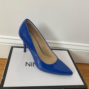Nine West Patent Blue Pointed Toe Heels
